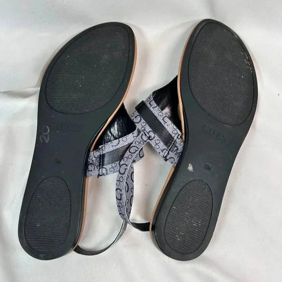 Guess Los Angeles Size 7.5 Sandal Thong Casual Gray Black - Picture 8 of 9
